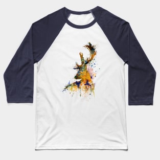 Deer Head Watercolor Silhouette Baseball T-Shirt